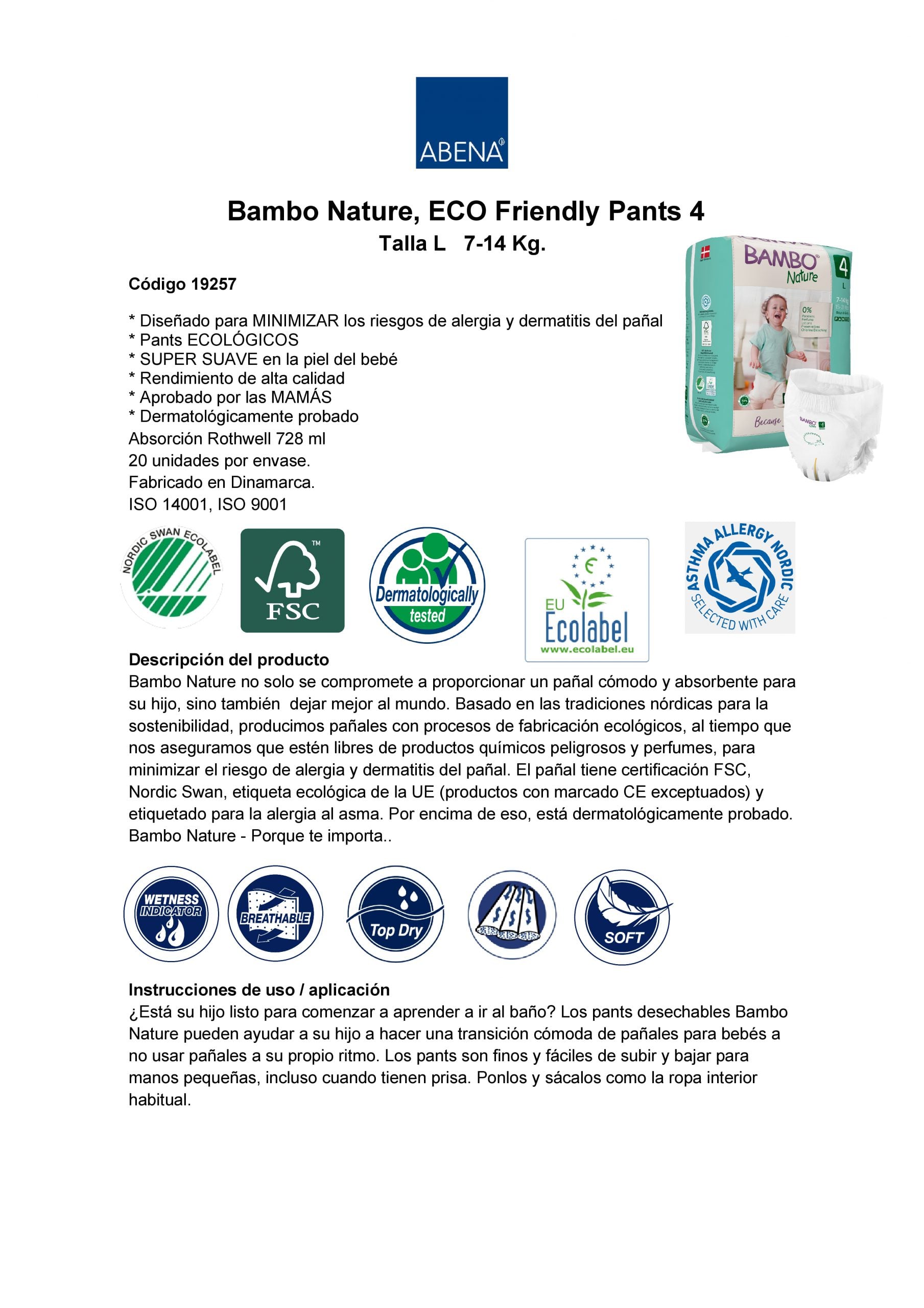 CAJA 5 PAQUETES BAMBO NATURE PAÑALES ECOLÓGICOS 100 UND 4 TALLA L 7-14 KG - 5