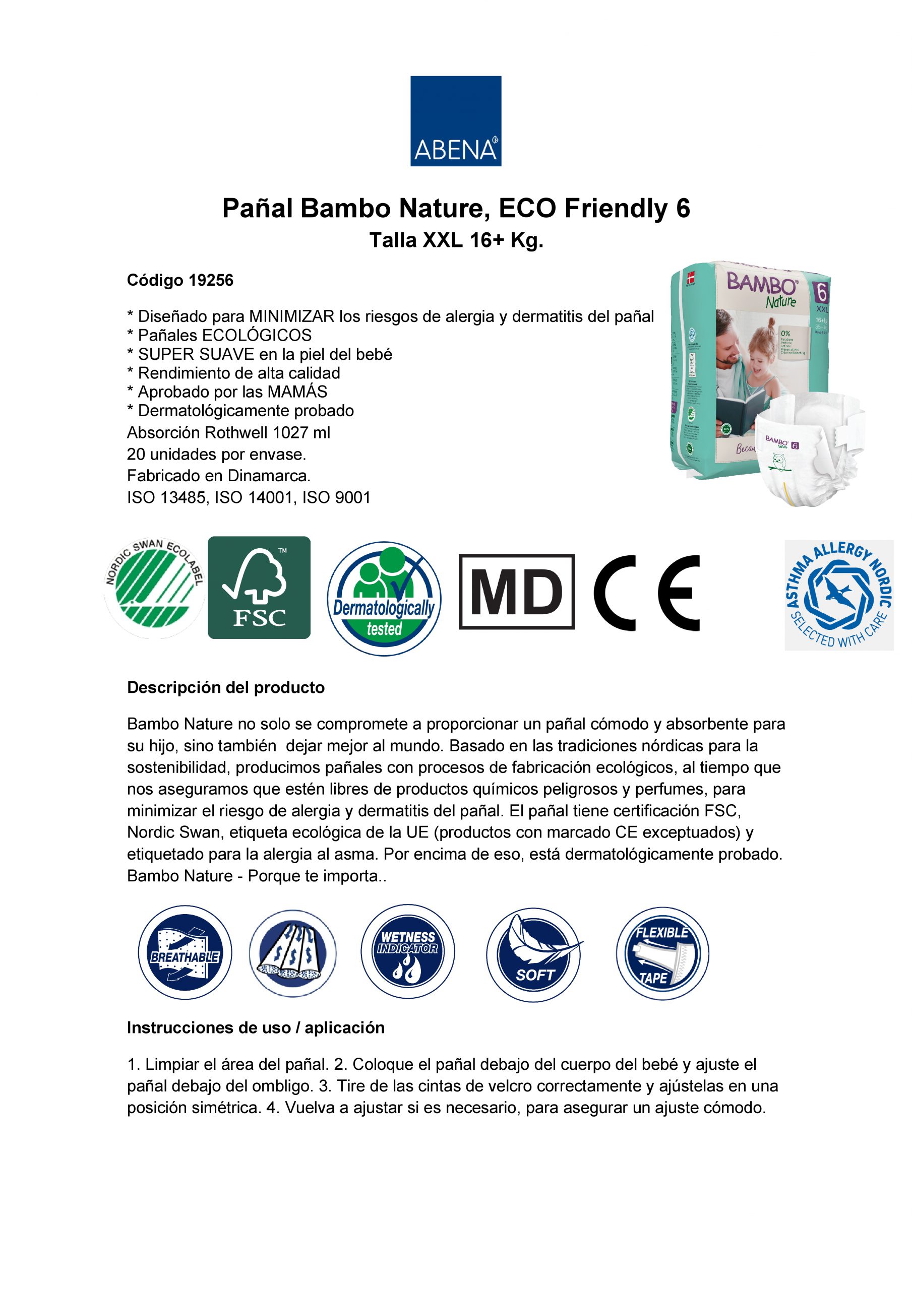 CAJA PAÑAL ECOLÓGICO BAMBO NATURE 6, 16+ KG - 120 UNID - 5