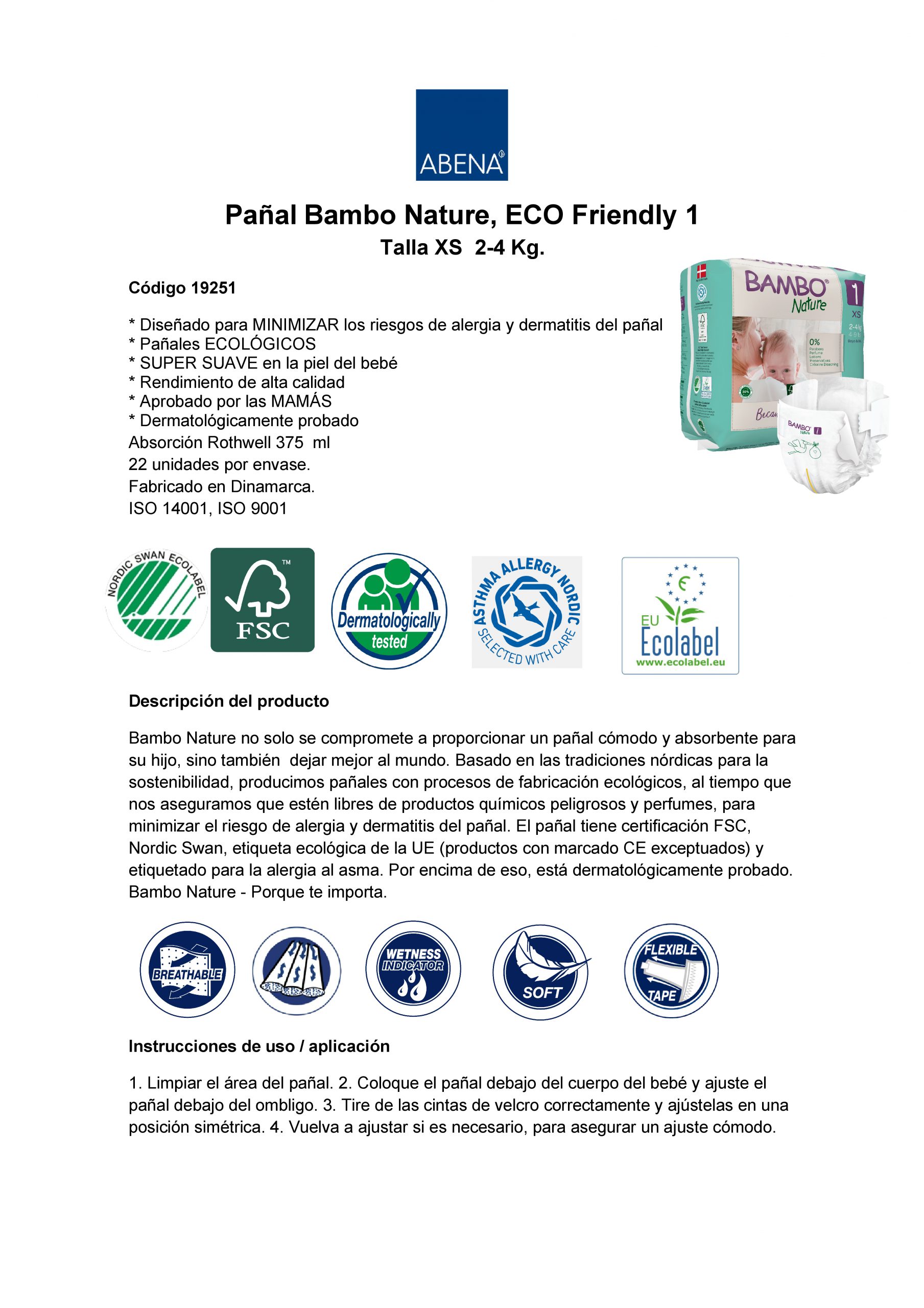 CAJA 6 PAQUETES BAMBO NATURE PAÑALES ECOLÓGICOS 132 UND 1 TALLA XS 2-4 KG - 5