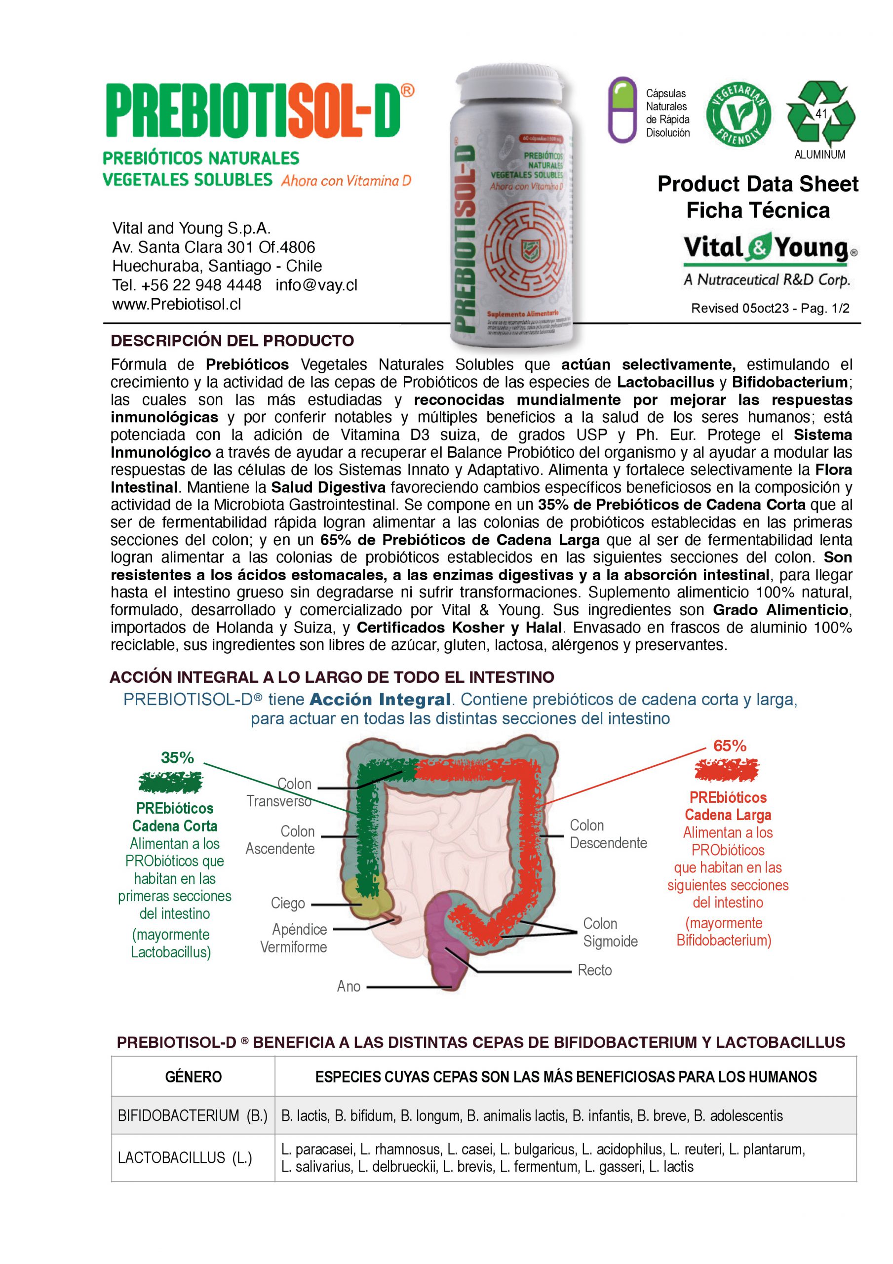 PREBIÓTICOS NATURALES VITAL & YOUNG PREBIOTISOL D VEGETALES SOLUBLES CON VIT. D3 - 2