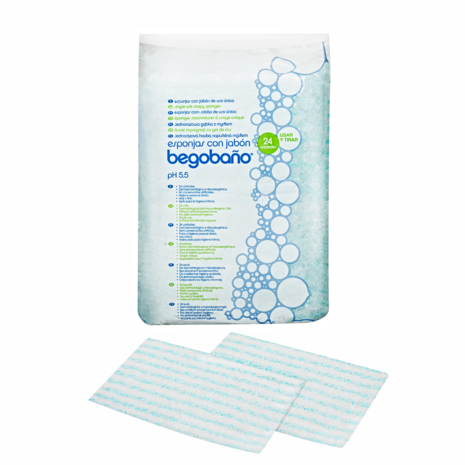 PACK ESPONJA JABONOSA CUERPO BEGOBAÑO 6 PAQUETES 144 UNIDADES DESECHABLE - 1