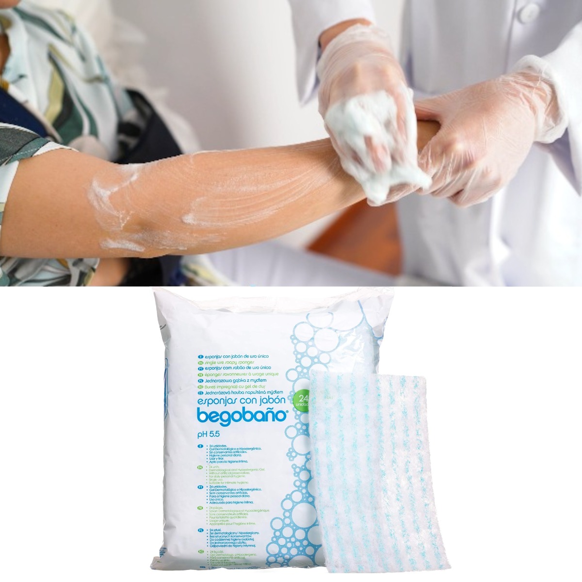 PACK ESPONJA JABONOSA CUERPO BEGOBAÑO 6 PAQUETES 144 UNIDADES DESECHABLE - 3