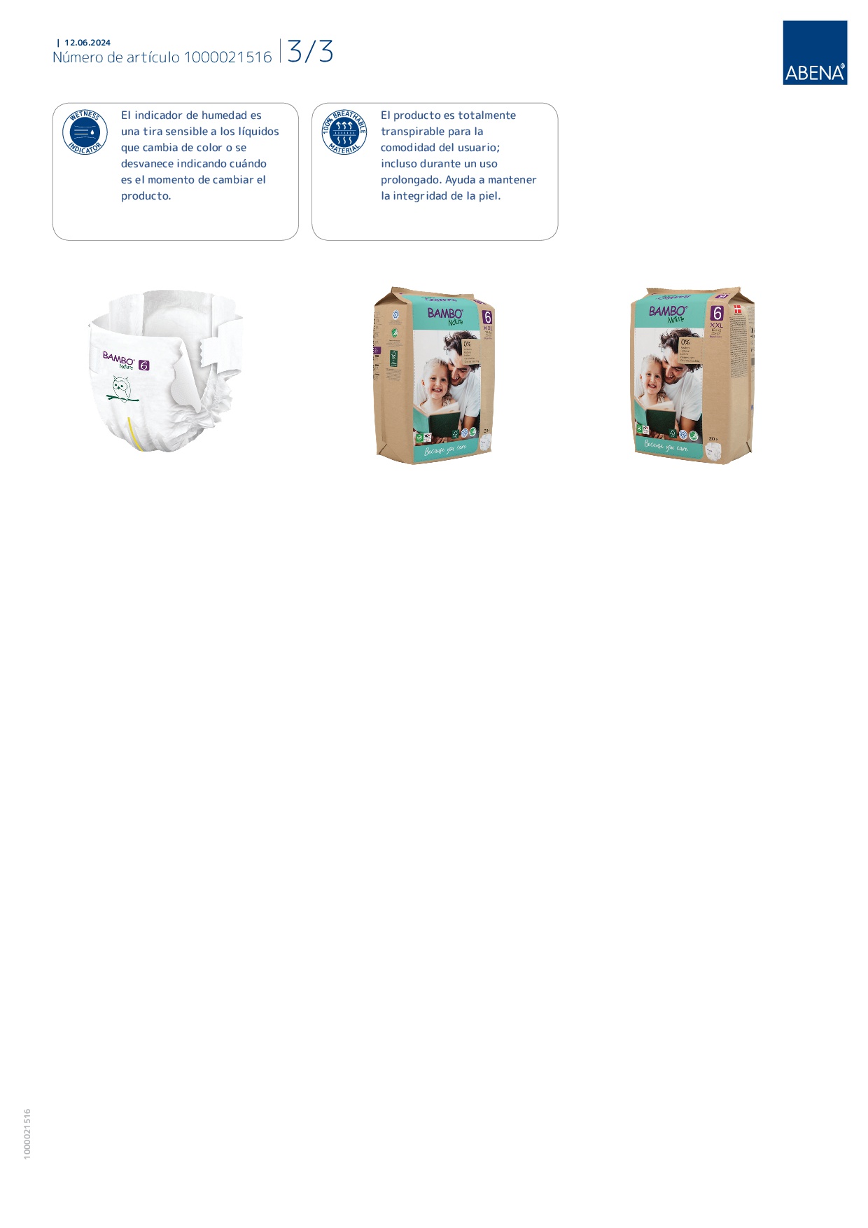 CAJA 6 PAQUETES BAMBO NATURE PAÑALES ECOLÓGICOS 120 UND BEBÉ 6 TALLA XXL 16+ KG - 5