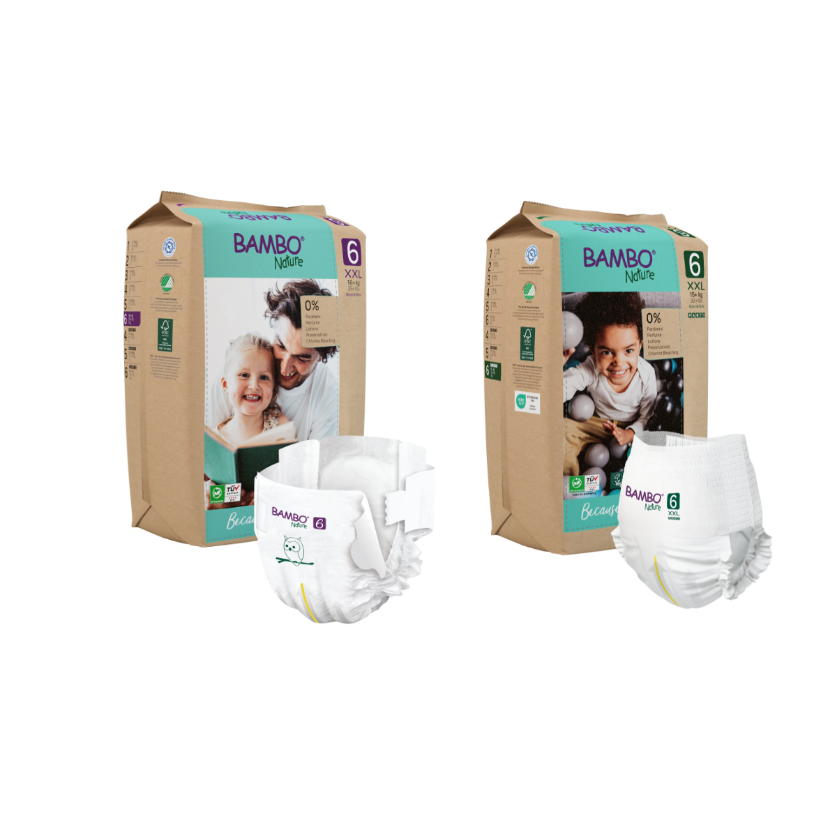 PACK BAMBO NATURE X 2 BOLSAS PAÑALES ECOLÓGICOS 6 UND 6 XXL PANTS - 1