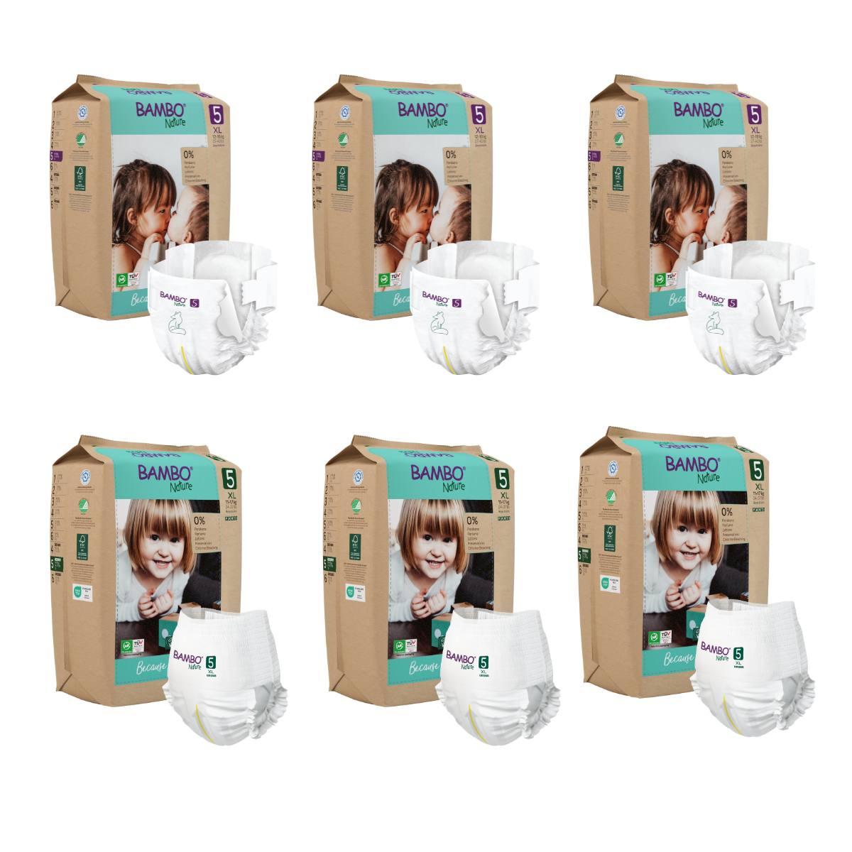 PACK BAMBO NATURE X 6 PAÑALES ECOLÓGICO 5 UND 5 XL PANTS - 1