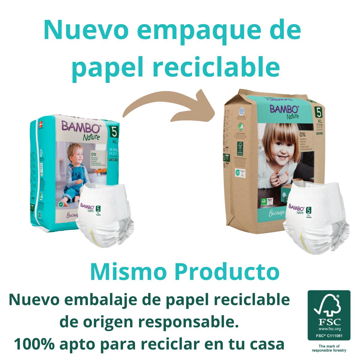 PACK BAMBO NATURE X 6 PAÑALES ECOLÓGICO 5 UND 5 XL PANTS - 5