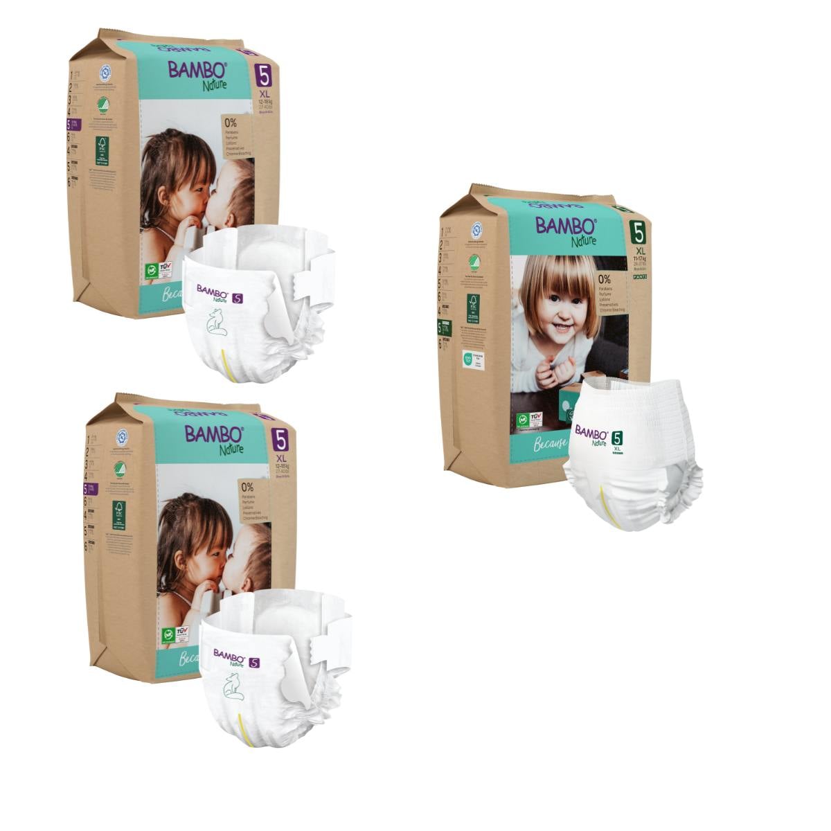 PACK BAMBO NATURE X 3 PAÑALES ECOLÓGICOS 5 UND 5 XL PANTS - 1