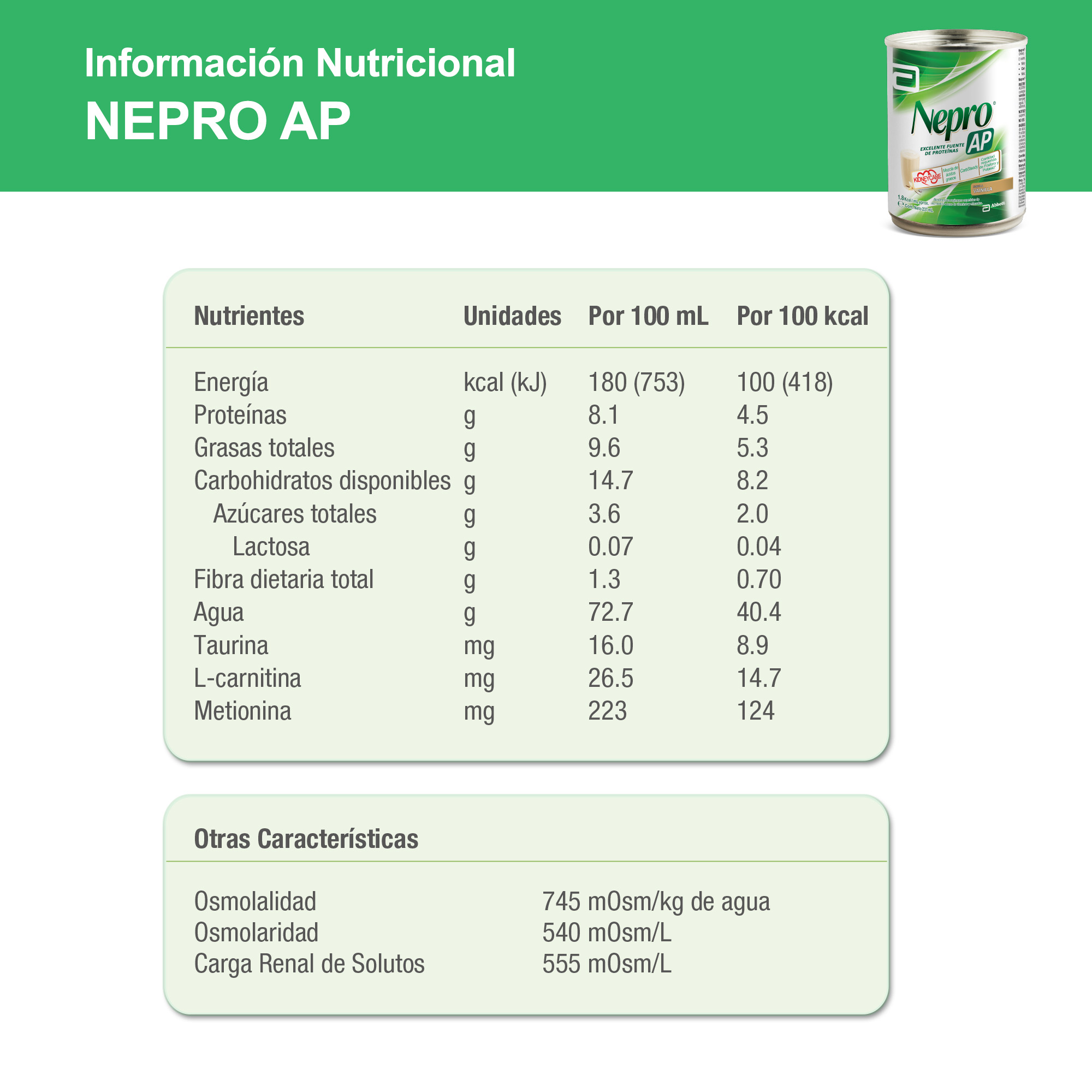NUTRICIÓN NEPRO AP VAINILLA ABBOTT PROTEINAS LATA 237 ML X 6 UNIDADES - 3