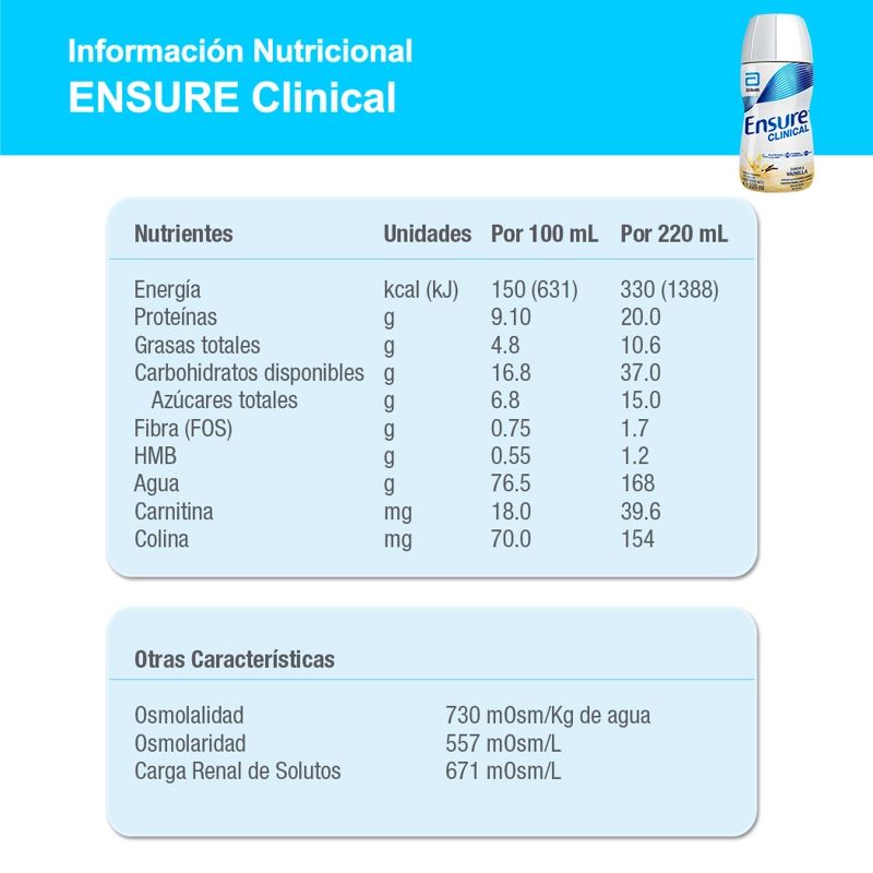 ENSURE CLINICAL BEBIBLE 220ML VAINILLA PACK 7 UNIDADES - 3