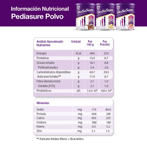 SUPLEMENTO ABBOTT PEDIASURE SABOR VAINILLA EN POLVO 850 GRS - 3