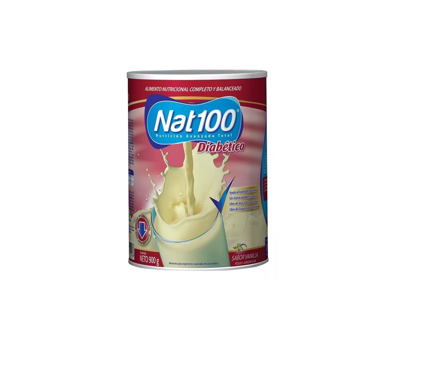 SUPLEMENTO NAT 100 DIABÉTICO 900 G. SABOR VAINILLA - 1