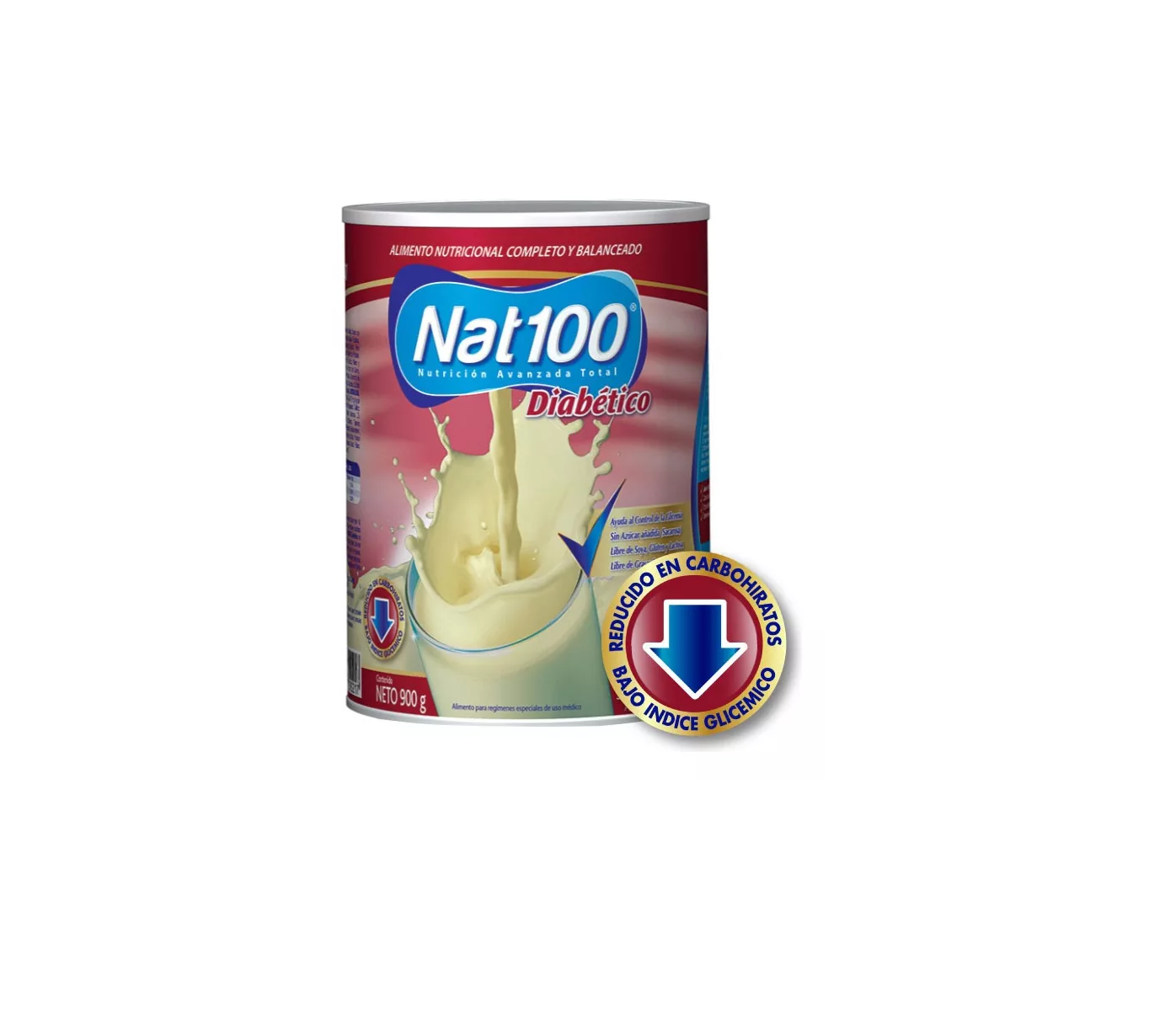 SUPLEMENTO NAT 100 DIABÉTICO 900 G. SABOR VAINILLA - 2