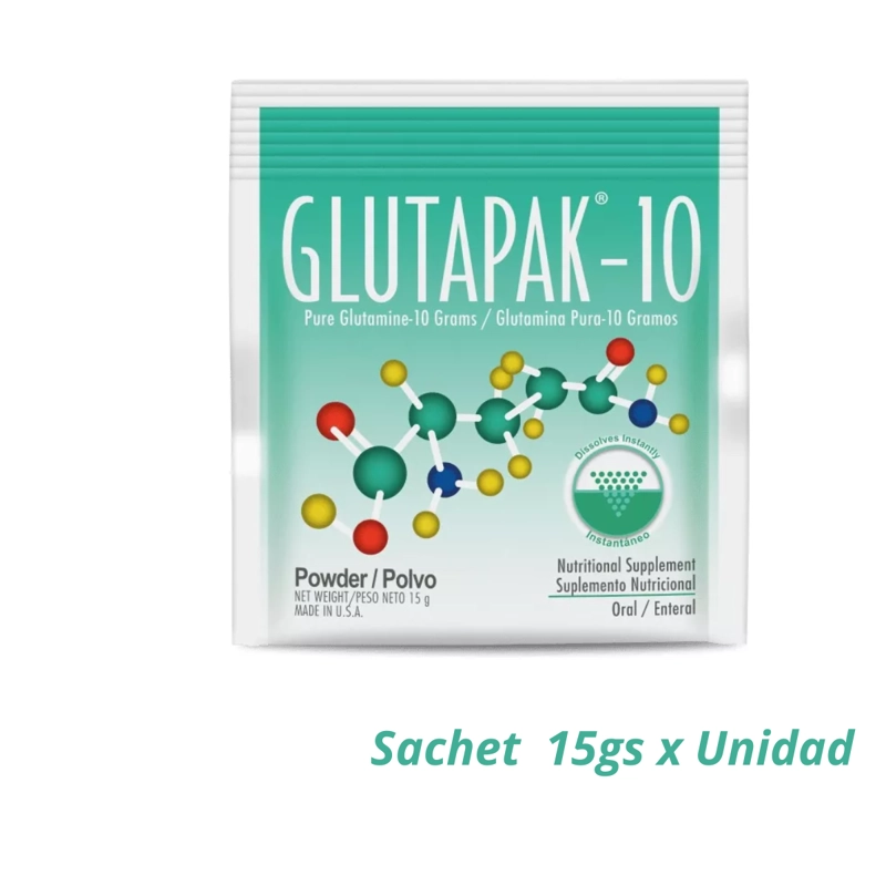GLUTAMINA GLUTAPAK-10, SOBRE DE 15G POLVO SIN SABOR X UNIDAD - 1