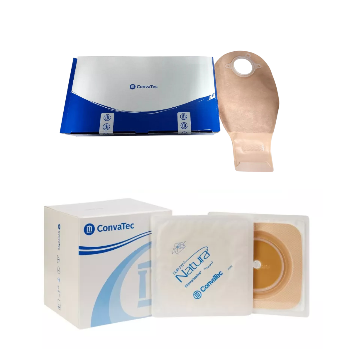 PACK X 10 BOLSAS + 10 PLACAS OSTOMIA NATURA 57MM CONVATEC - 1