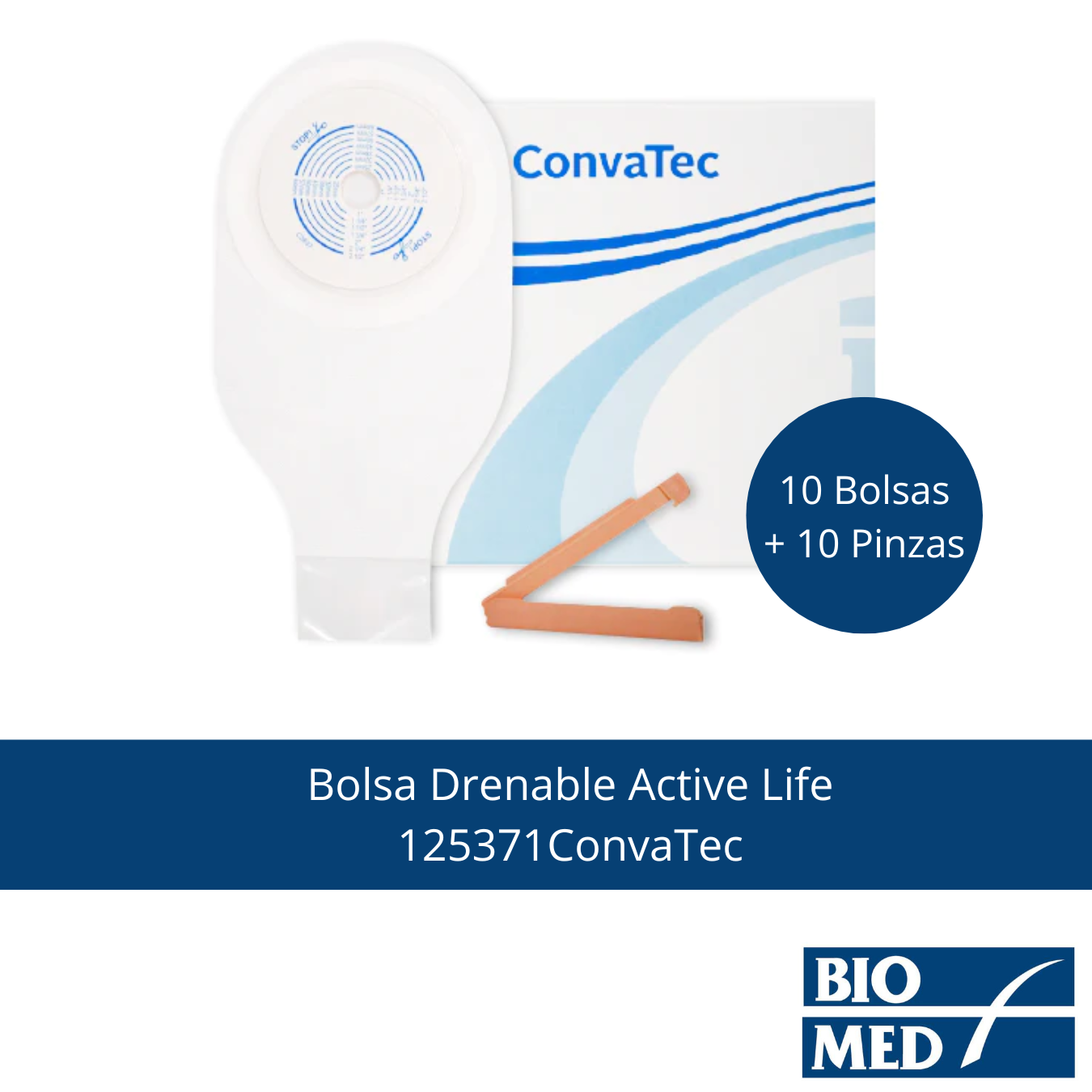 PACK X 10 BOLSAS COLOSTOMIA ACTIVE LIFE CONVATEC 125371 - 2
