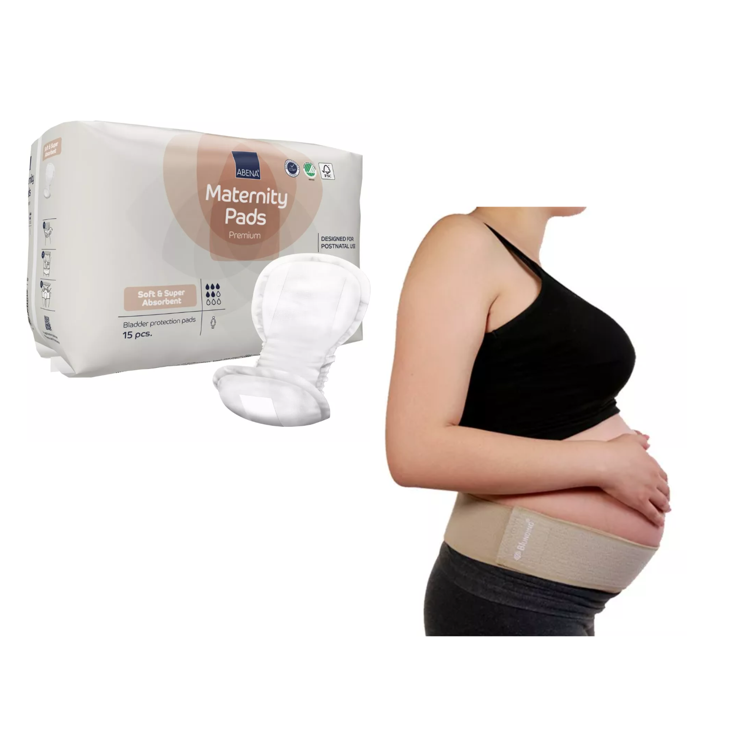 PACK 15 UNIDADES ABENA APÓSITO MATERNAL MATERNIDAD + FAJA CINTURÓN BLUNDING - 1