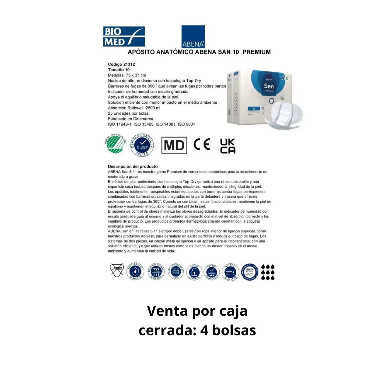 PAÑALES PARA ADULTO ABENA 10 PREMIUM 100 UNID - 3