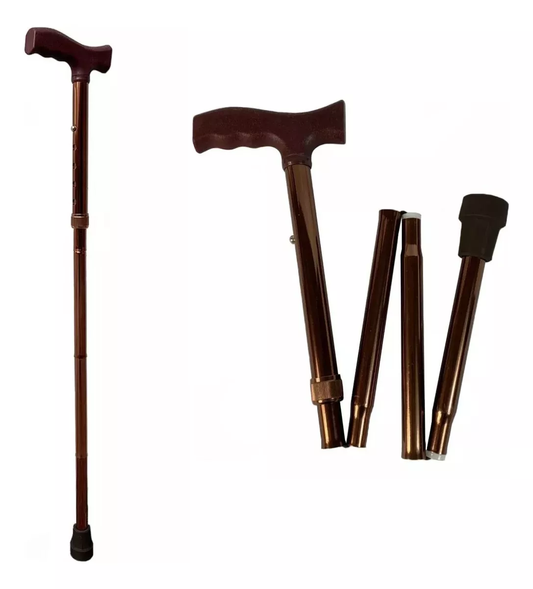 BASTÓN ORTOPÉDICO AJUSTABLE Y PLEGABLE BRONCE CAMINAR APOYO - 1