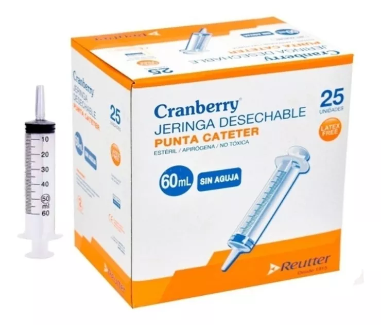 CAJA JERINGA ALIMENTACIÓN 60 ML X 25UNID. CRANBERRY CATETER - 1