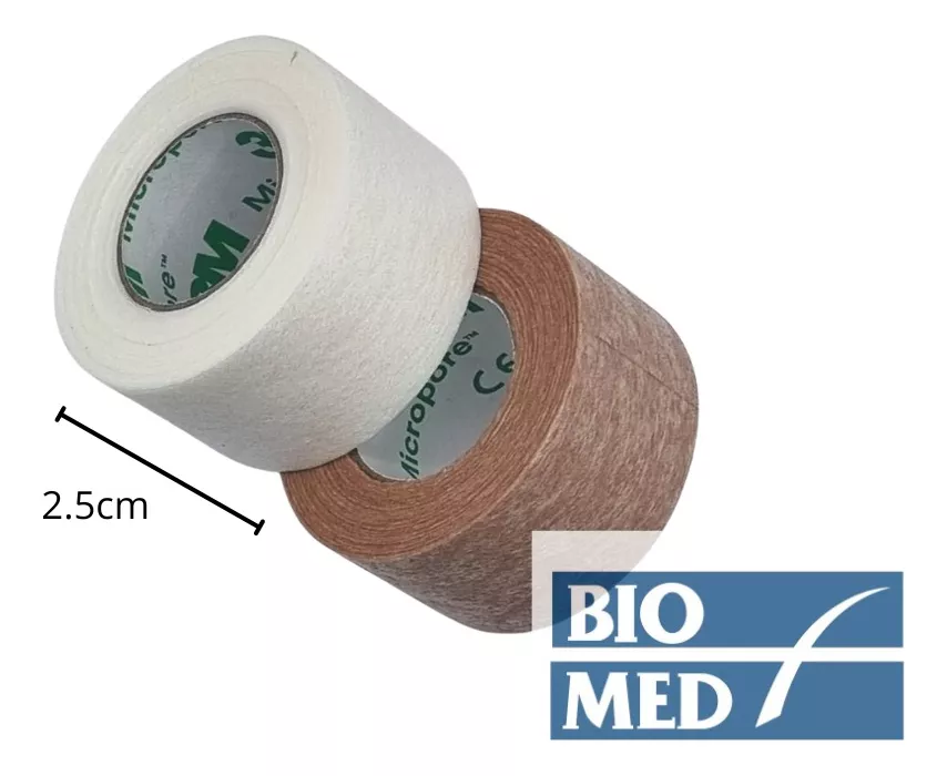 PACK X 2 CINTAS ADHESIVA MICROPORE 2.5CM COLOR PIEL + BLANCO - 2