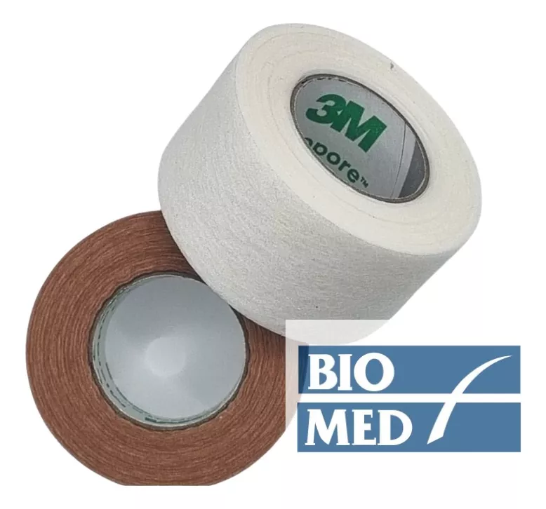 PACK X 2 CINTAS ADHESIVA MICROPORE 2.5CM COLOR PIEL + BLANCO - 3