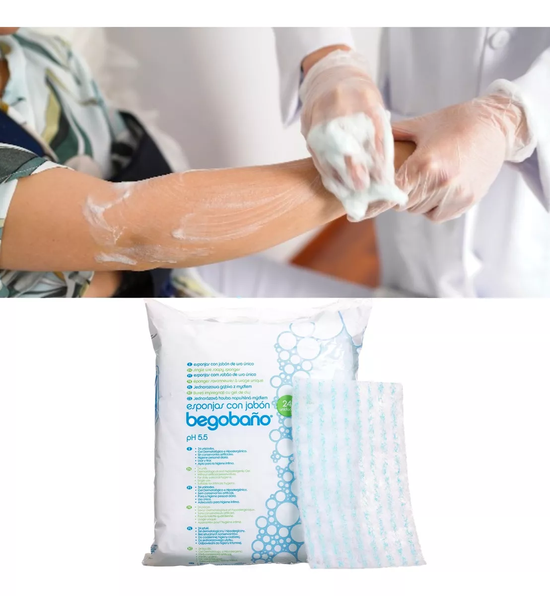 ESPONJA JABONOSA DESECHABLE BEGOBAÑO -SIN ENJUAGUE - 4