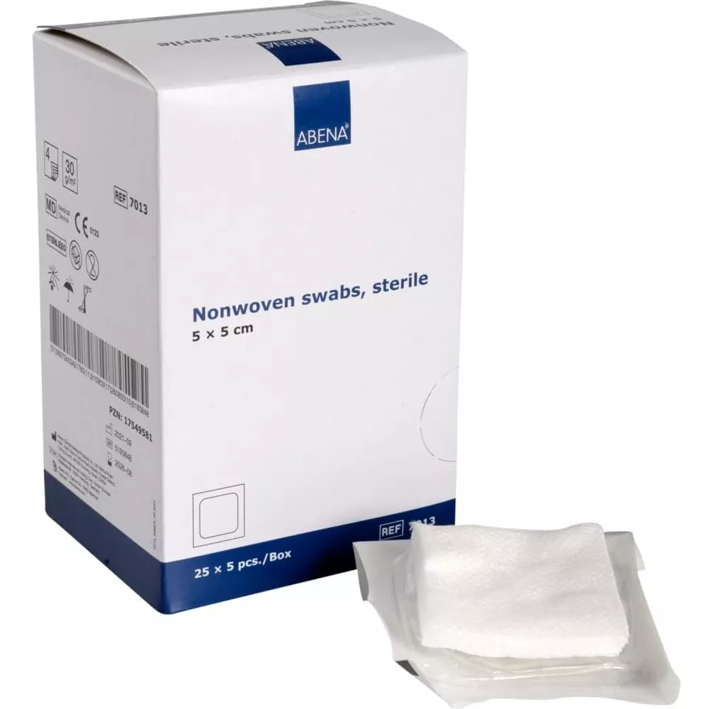 GASA NO TEJIDA ESTÉRIL 5X5 - CAJA DE 125 UNIDADES - ABENA - 1
