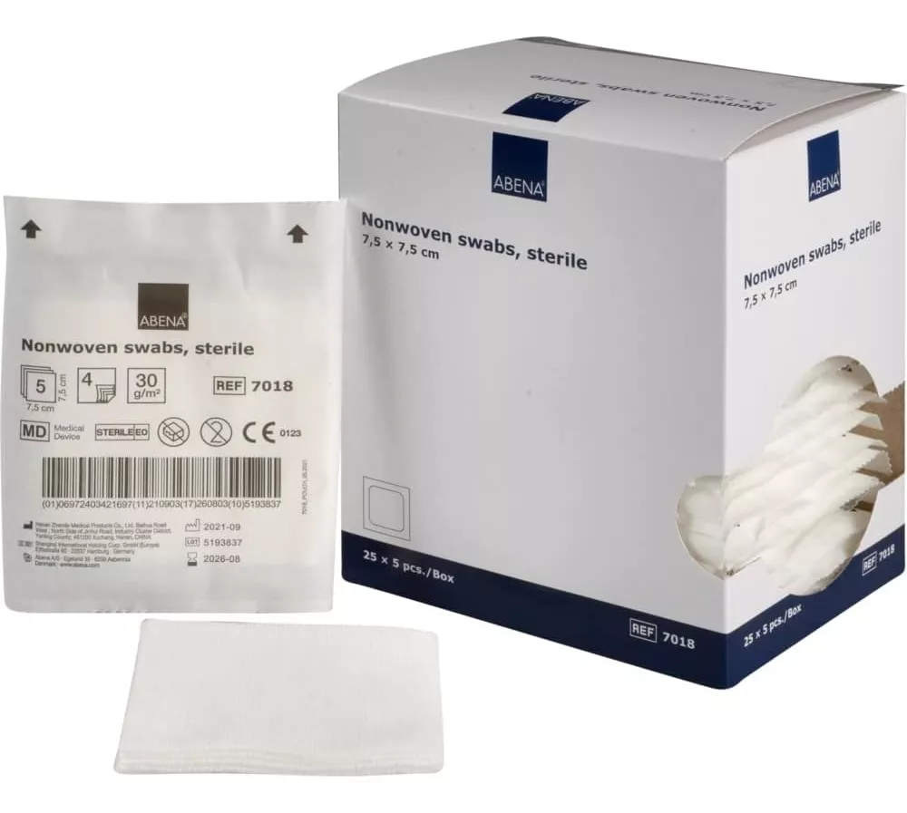 GASA NO TEJIDA ESTÉRIL 7,5X7,5 - CAJA DE 125 UNIDADES ABENA - 1