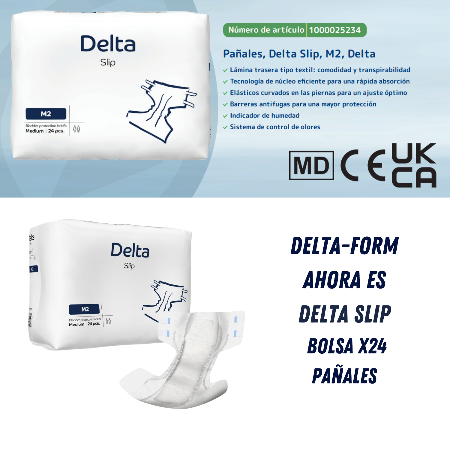 PAÑALES ADULTO ABENA DELTA SLIP M2 MEDIUM, 24 UNIDADES - 3