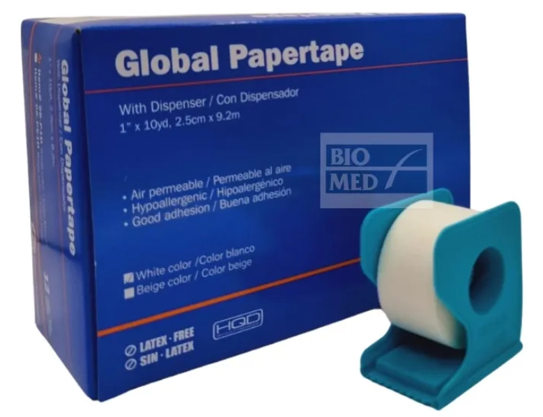 PACK X 12 CINTAS ADHESIVA MICROPORE EN COLOR BLANCO PAPEL 2.5CM X9CM - 1