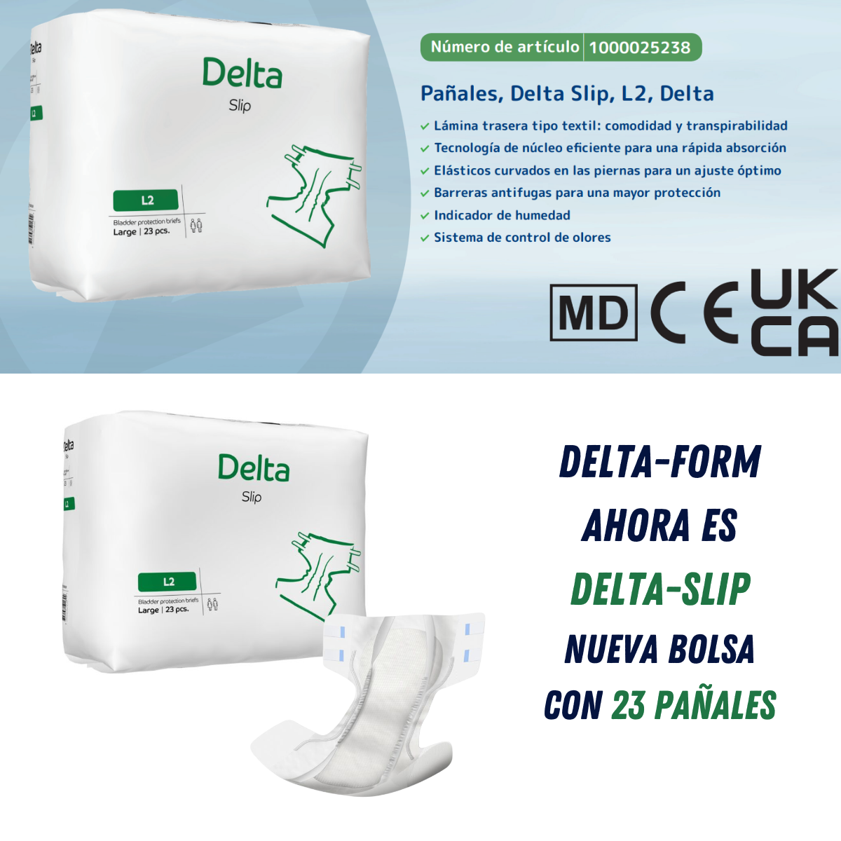 CAJA PAÑALES ADULTO ABENA DELTA SLIP L2, LARGE, 2700ML. 92 UNIDADES. - 3
