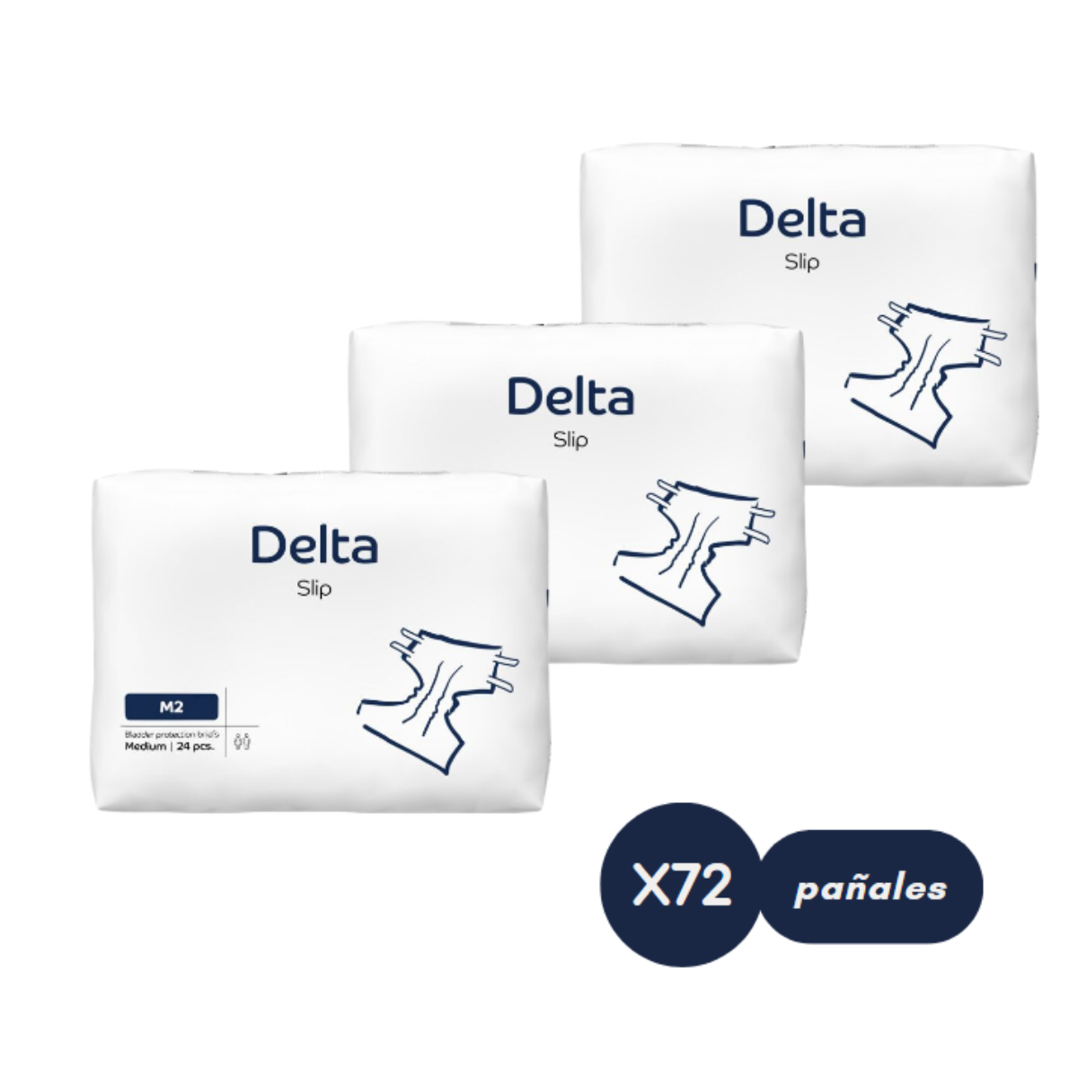 PAÑALES ADULTO ANATÓMICO ABENA DELTA SLIP M2 - 2200ML - 72 PAÑALES - 1