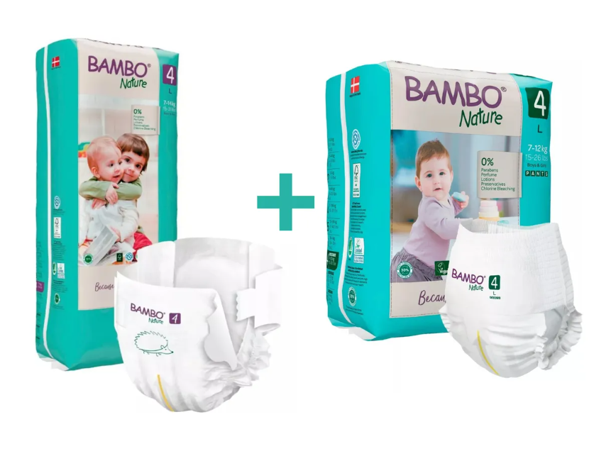 PACK X2 PAÑALES BAMBO NATURE ECO-FRIENDLY 4 L + PANTS 7-14KG - 2