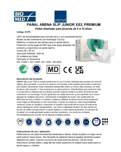 PACK X 2 PAÑAL ABENA SLIP JUNIOR XS2 (EX ABRIFORM 43050) - 7