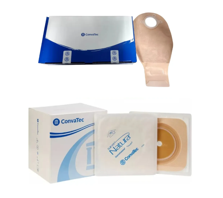 PACK X 10 BOLSAS + 10 PLACAS OSTOMIA NATURA 45MM CONVATEC - 1
