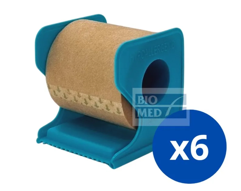 PACK X 6 CINTAS ADHESIVA MICROPORE PIEL PAPEL 5CM X 9CM - 2