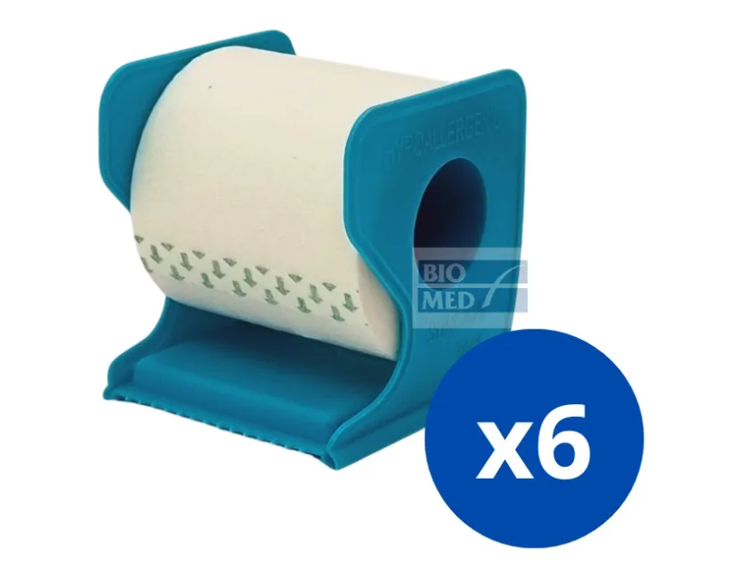 PACK X 6 CINTAS ADHESIVA MICROPORE BLANCA PAPEL 5CM X 9CM - 2