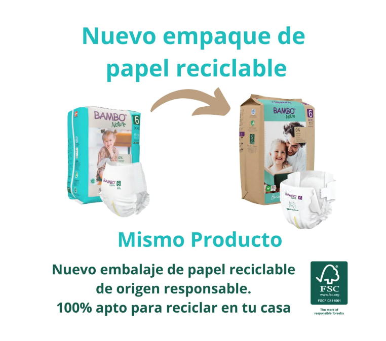 PAÑAL BAMBO NATURE 6 ECOLOGICO X (100 UNIDADES) T XXL 16+KG - 2