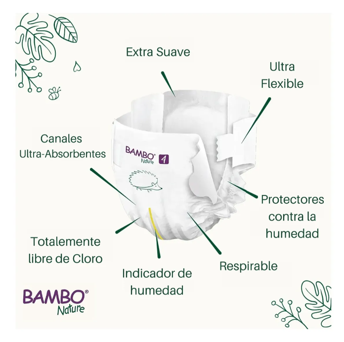 PAÑAL BAMBO ECOLOGICO 6 PAQUETE ALTO XXL + CINTA MICROPORE - 8