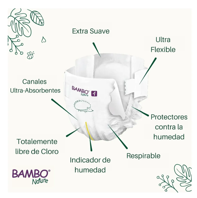 PAÑAL BAMBO ECOLOGICO 6 PAQUETE ALTO XXL + CINTA MICROPORE - 8