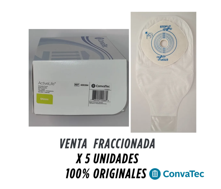 PACK X 5 BOLSAS OSTOMIA CONVATEC 400394 DESECHABLE 1 PIEZA - 2