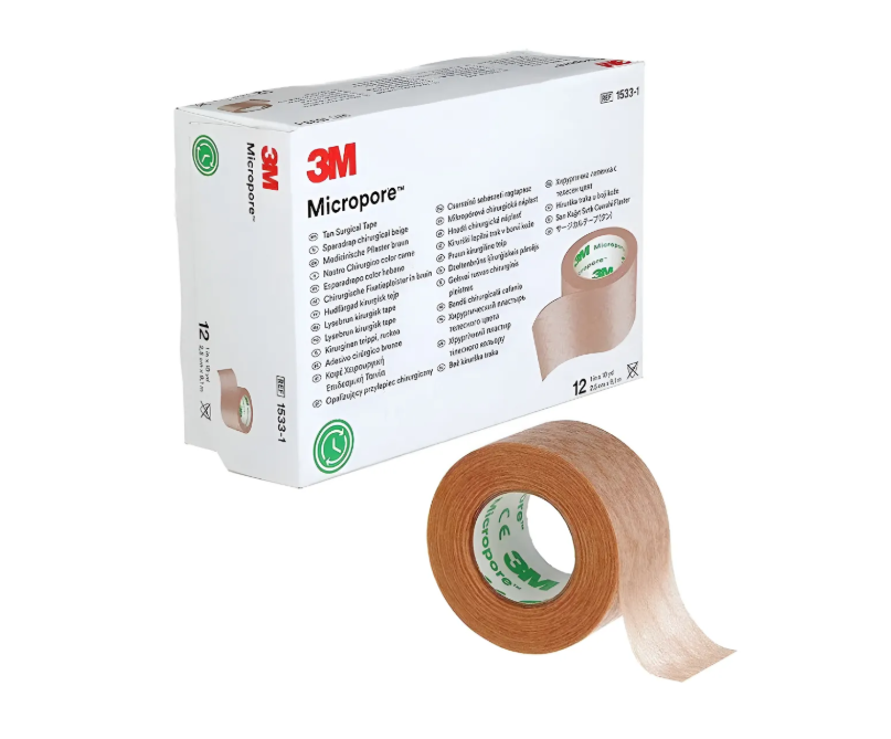 PACK X 12 CINTAS DE PAPEL MICROPORE 2.5 CM 3M COLOR PIEL - 1