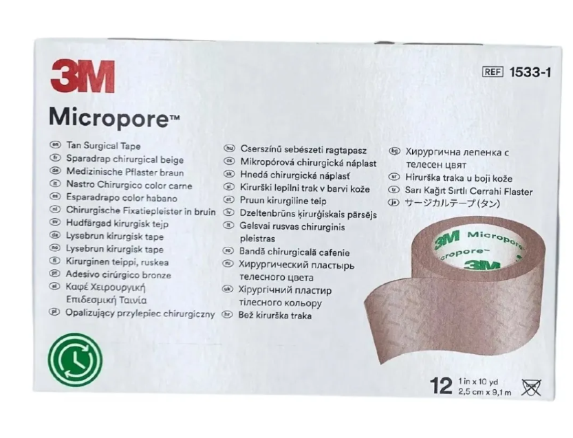 PACK X 12 CINTAS DE PAPEL MICROPORE 2.5 CM 3M COLOR PIEL - 4