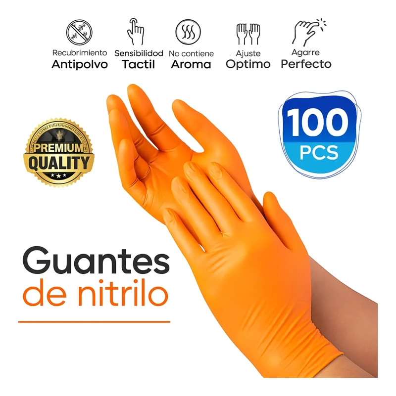 GUANTE EXAMEN ME DICO ABENA CLASSIC NITRILO SIN POLVO NARANJO M NARANJA - 3
