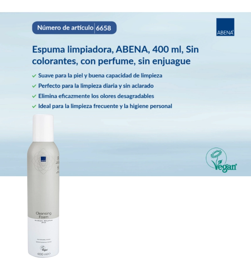 ESPUMA LIMPIADORA SIN ENJUAGUE ABENA HIGIENE PERSONAL VEGANO PERFUME - 3