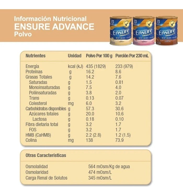 ENSURE ADVANCE SABOR CHOCOLATE LATA 850G - 4