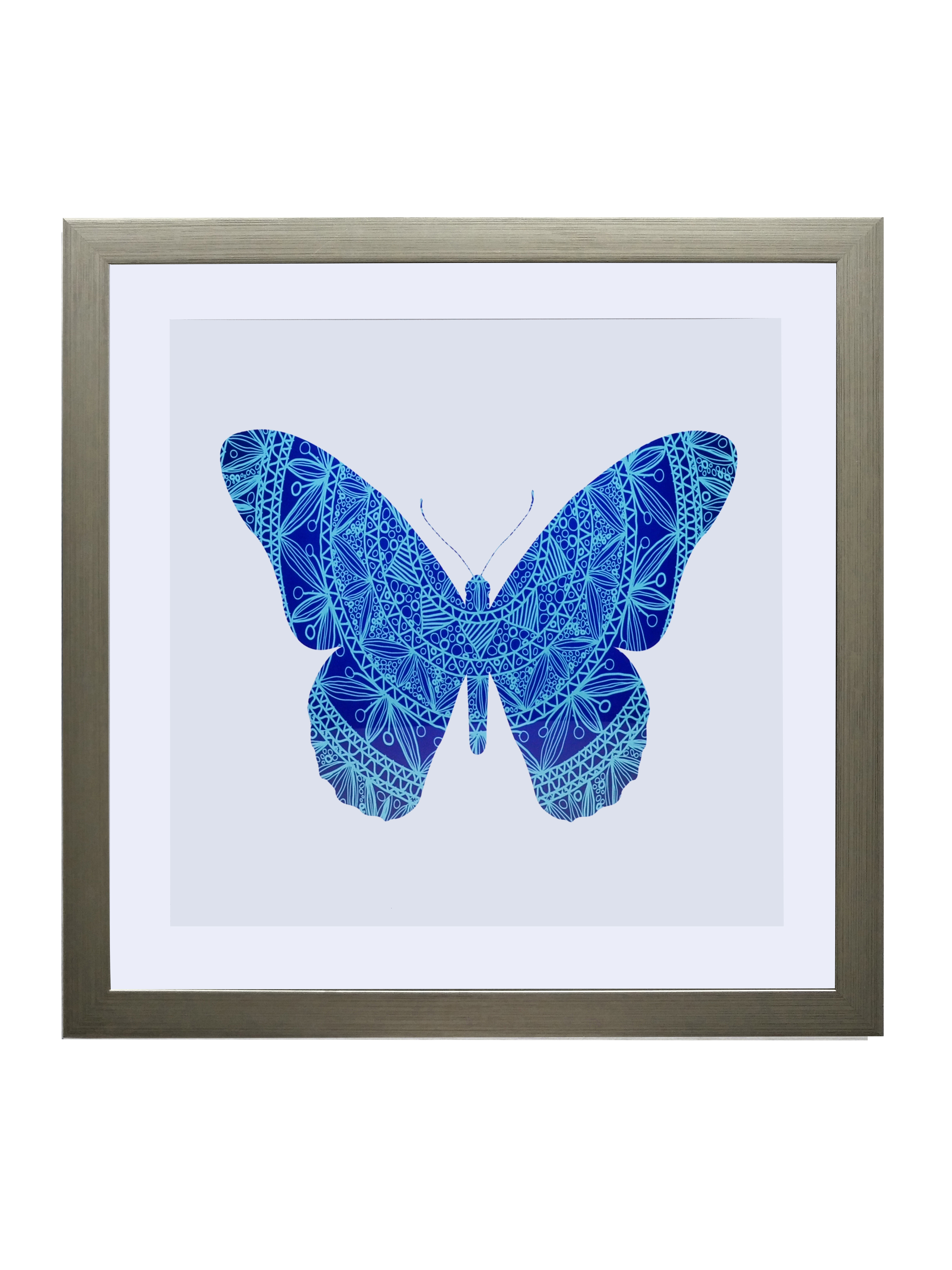 CUADRO RONDA LAMINA MARIPOSA CELESTE - 1