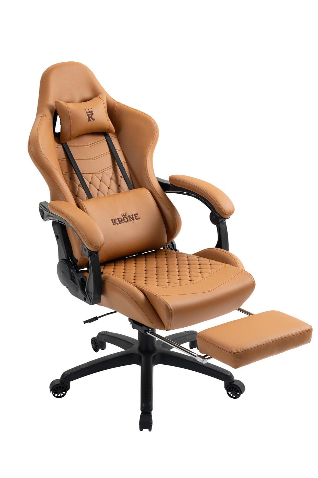 SILLA GAMER ESCRITORIO OFICINA KRONE XL MASAJEADOR Y APOYAPIES - CAMEL - 6