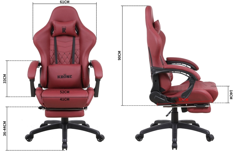 SILLA GAMER ESCRITORIO OFICINA KRONE XL MASAJEADOR Y APOYAPIES - BURDEO - 5