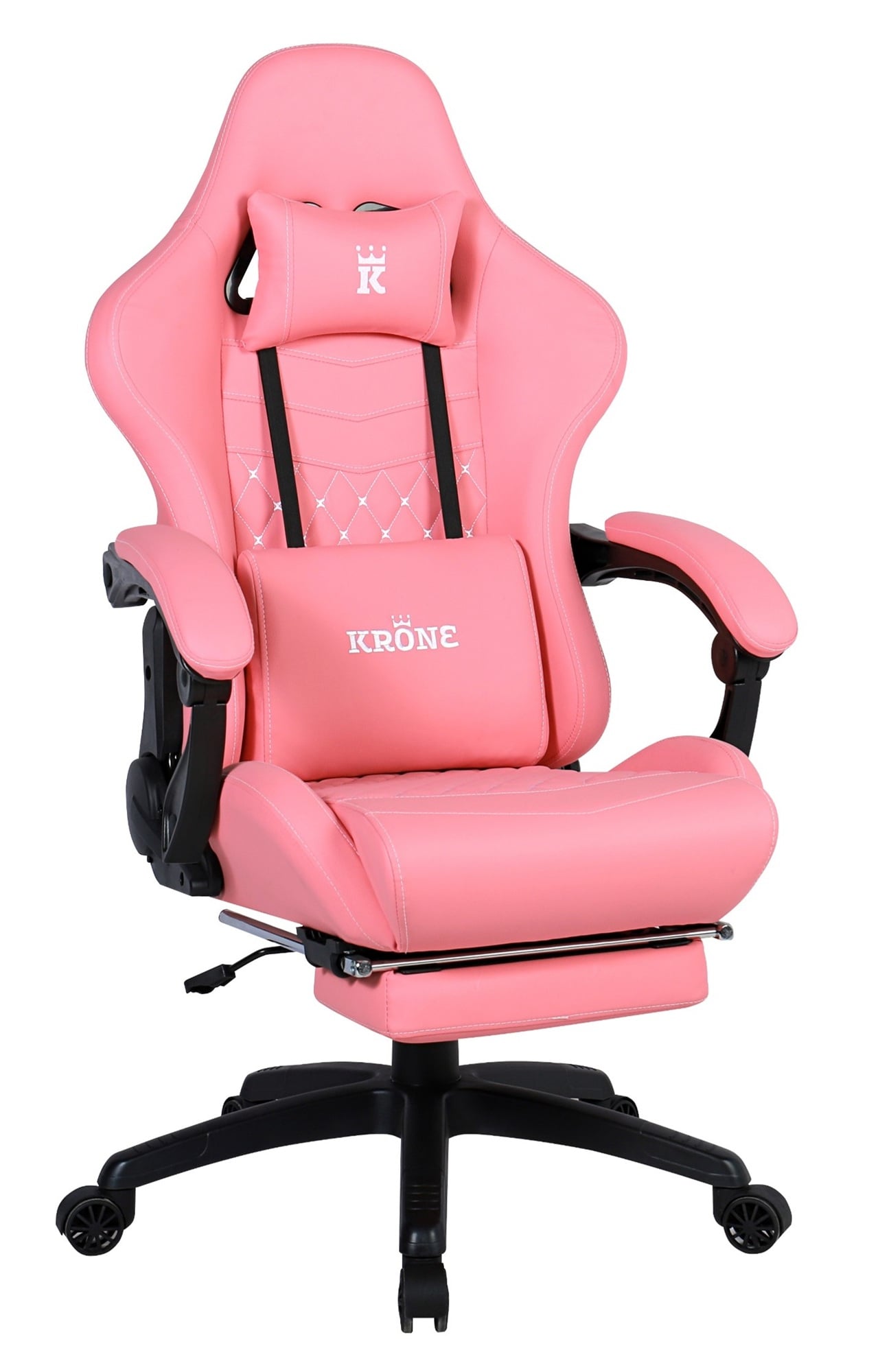 SILLA GAMER ESCRITORIO OFICINA KRONE XL MASAJEADOR Y APOYAPIES - ROSA - 1
